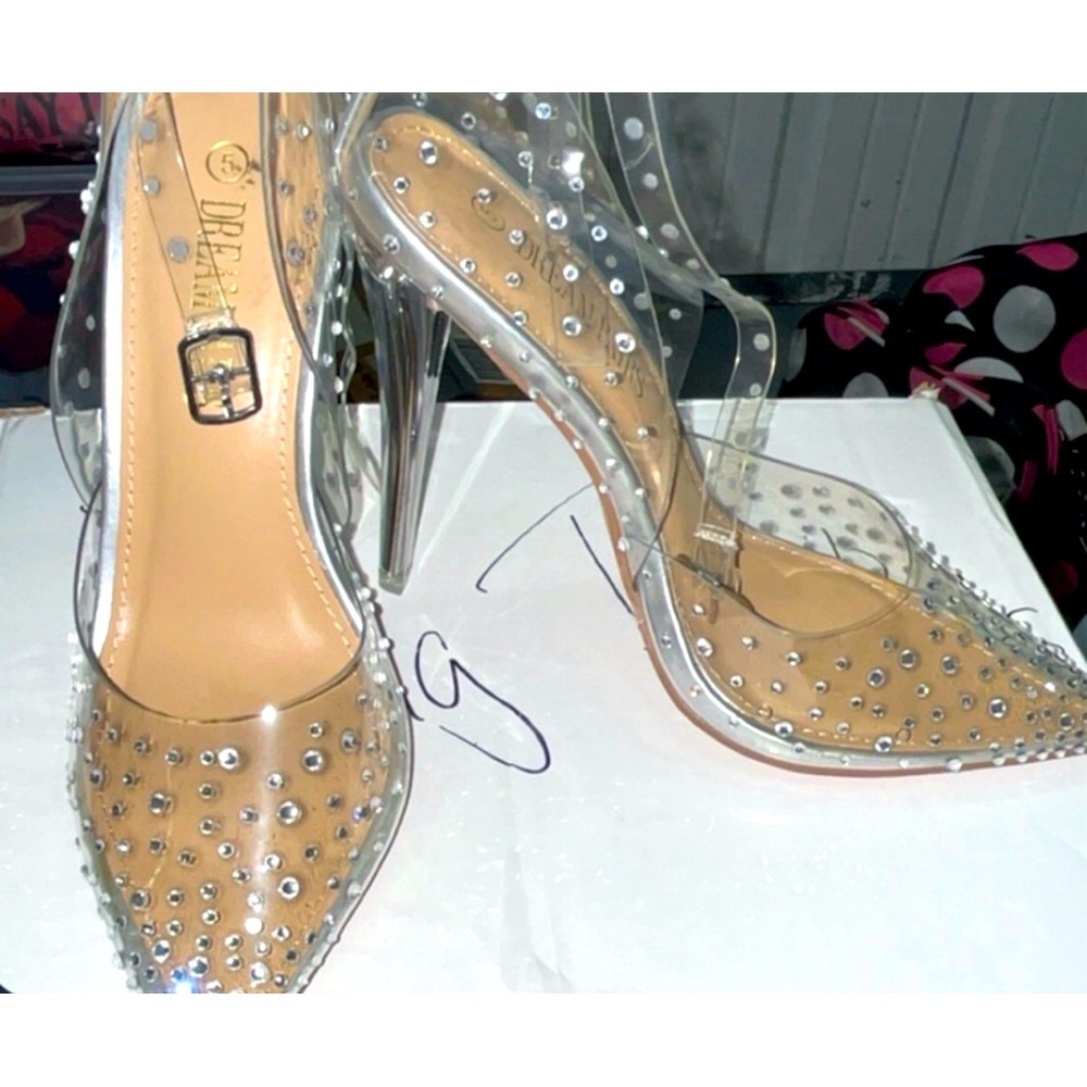 Dior Clear Studded Heels with Silver Accents